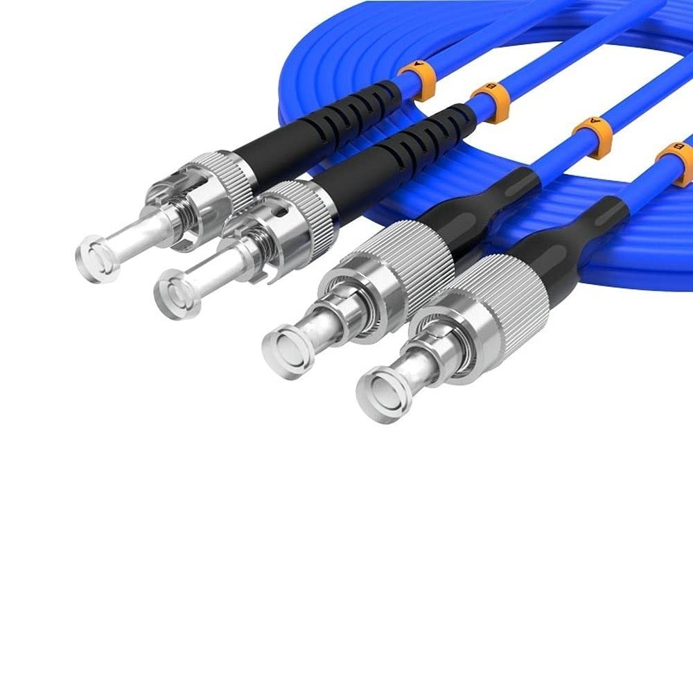 6Meters, FC to ST, Armored Single Mode Duplex Fiber Optic Cables FC-ST Patch Cord Jumper SM SX 19.6FT Blue