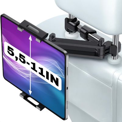 Car Headrest Tablet Holder Mount  Adjustable, 360 Rotation, Fits 5.5"11" Devices | Versatile Phone Holder for Car Backseat for Smartphones, iPad & Tablets | Easy to Install & Hands-Free Viewing