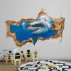 3D Wall Decal Nautical Underwater Nursery Decor 3D Depth Illusion fierce fish Wall Decor Vinyl Mural Removable Wall Sticker Decal Poster Kid Wall Stickers Mural Smashed Wall Art Poster,32'' ar422 view 1