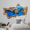 3D Wall Decal Turtle Nautical Underwater Nursery Decor 3D Depth Illusion Wall Decor Vinyl Mural Removable Wall Sticker Decal Poster Kid Wall Stickers Mural Smashed Wall Art Removable Poster,32'' ar422 view 1