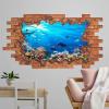 3D Wall Decal Nautical Nursery Decor 3D Depth Illusion Underwater Hole Wall Decor Wall Stickers Mural Smashed Wall Art Removable Poster Vinyl decals For Bedroom Living Room Playroom Nursery,32'' ar422 view 1