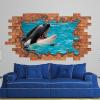 3D Wall Decal Nautical Nursery Decor 3D Depth Illusion Whale in Hole Wall Decor Wall Stickers Mural Smashed Wall Art Removable Poster Vinyl decals For Bedroom Living Room Playroom Nursery,32'' ar422 view 1