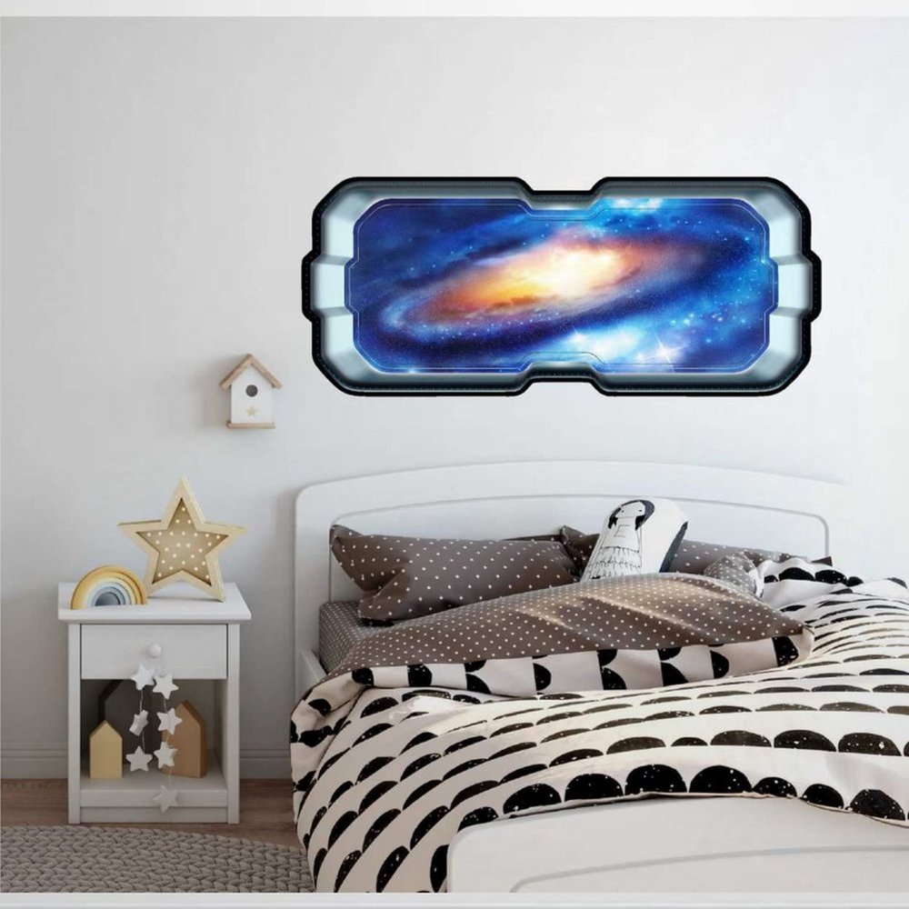 SpaceScape Milky Way Galaxy Wall Decal Nebula Sticker Graphic Instant Star Space Window View Art Mural Kids Game Room Man Cave Basement Wall Stickers Mural Smashed Wall Art Removable Poster,32'' ae423
