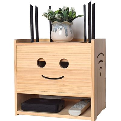 Wall Hanging Shelf Cable Management Box Wall Mount WiFi Router Stand for TV Accessories WiFi Router TV Box (Color : Wood Color, Size : 32x22x30cm)