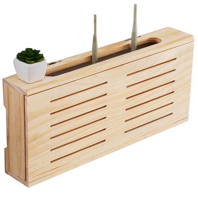 Floating Shelves Wireless Router Storage Box Cable Management Box for Set-Top Box Router Game Consoles Multi-Function Storage Rack (Color : Wood Color, Size : 49x22x8cm)