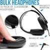 Barks Classroom Headphones With Microphone (10 Pack) - On-Ear Bulk Headphones With Microphone: Best for Students K-12 Schools (Rotating Boom Mic, Good Recording Quality, Durable Design, Easy-to-Clean) view 2