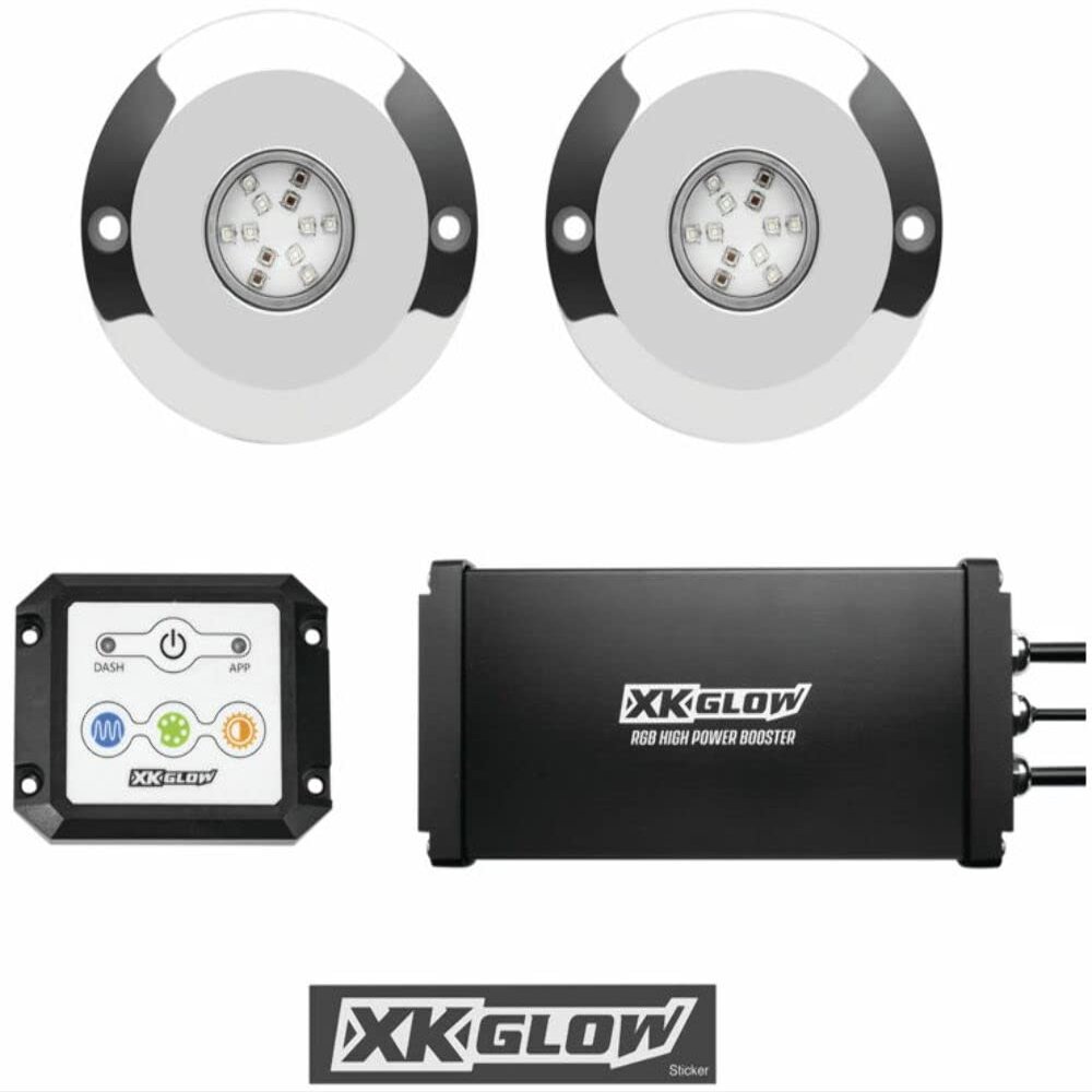 2pc 48W RGB Underwater Light Kit Smartphone App for Boat Marine Wake Transom Light