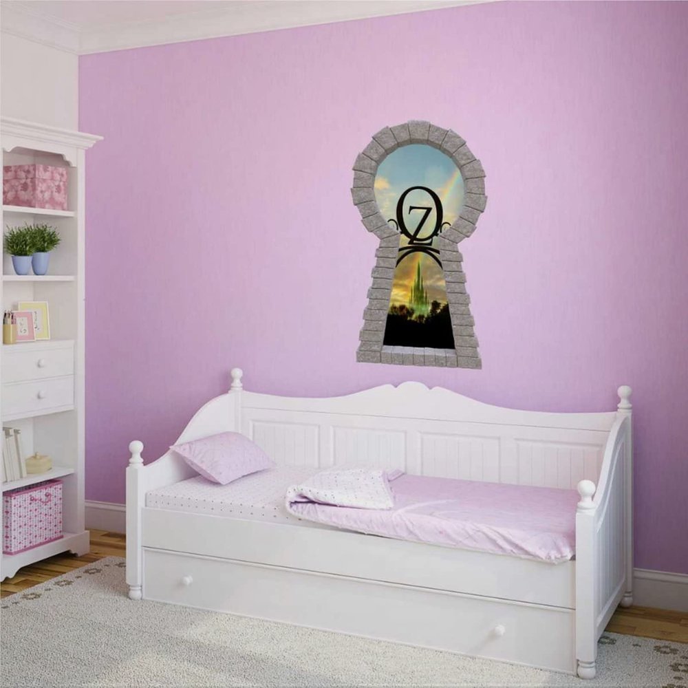 3D Stone Keyhole Wall Decal Castle Brick Window Portal Witch Fantasy Removable Wall Sticker Wall Mural Sticker Wall Art Removable Vinyl Decals for Playroom Nursery,28'' pm429