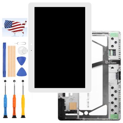 10.1" for Samsung Galaxy Tab 2 P5100 P5110 SM-P5100 SM-P5110 LCD Display Matrix Touch Screen Digitizer Assembly Full Glass Replacement with Frame Repair Parts Kit +Tools (White)