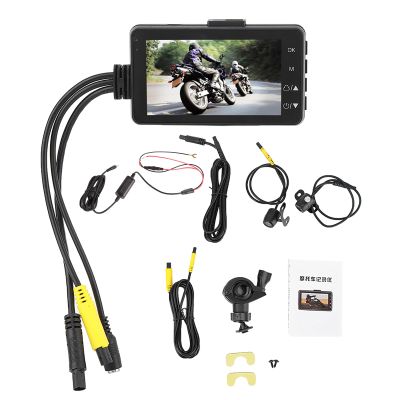 Aramox 1080P 3 Inch LCD Screen Dual Camera for Motorcycles Data Concealed Recorder Front and Rear Camera Driving Recorder