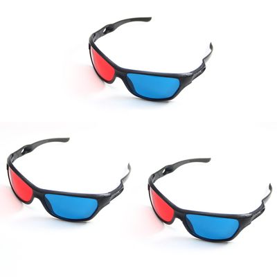 Juvielich 3PCS Ergonomic Red-Blue 3D Glasses Folding Design 3D Movie Game Glasses 3D Style Glasses for 3D Movies Games