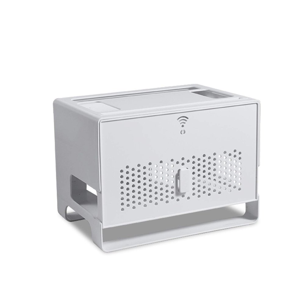 YRHH Router Storage Box, Cable Management Box, Cable Cord Organizer Hiding Box, Set-top Box Rack, Desktop Double-Layer Hollow Heat Dissipation Cable Management Box,Large Storage Holder Desk-Grey