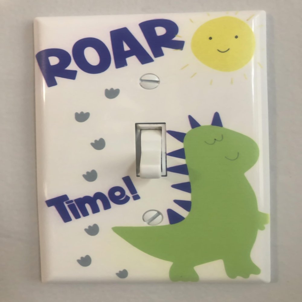 Dinosaur Boys Room Light Switch Cover Plate Kids Decorative Nursery Teen Toddler Room Decor Bedroom Bathroom Playroom (Dino Roar)