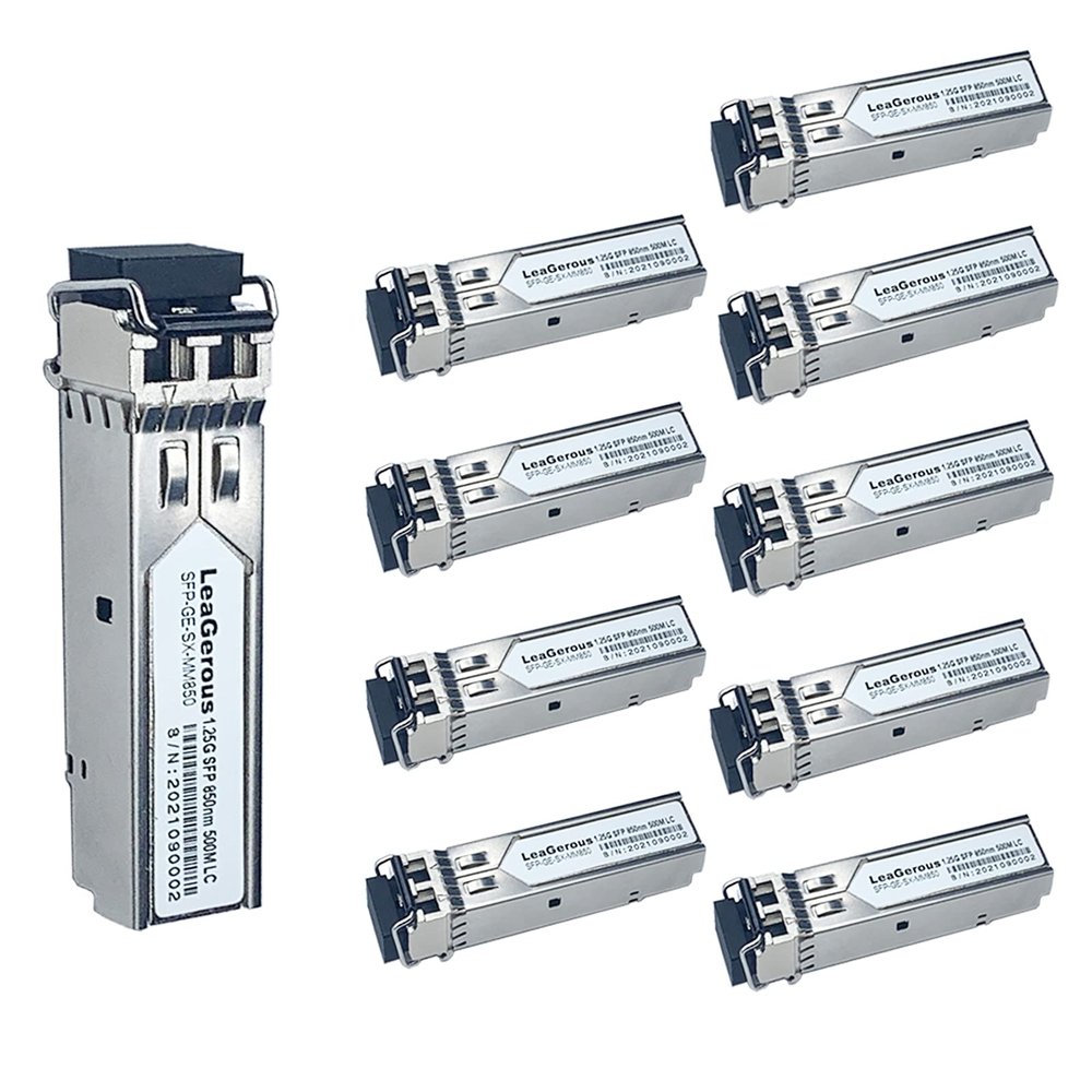 10Pcs Multi-Mode SFP 1.25 Gigabit Network Transceiver Module, LC Duplex 1000BASE-SX Dual Fiber SFP 500m 850nm