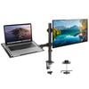 Mount-It! Laptop Desk Mount with Monitor Arm, Dual Laptop and Monitor Stand, Fully Adjustable, VESA Compatible, Ventilated Tray, Fits 13-32" Screens and Laptops up to 17", Clamp & Grommet Base view 1