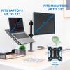Mount-It! Laptop Desk Mount with Monitor Arm, Dual Laptop and Monitor Stand, Fully Adjustable, VESA Compatible, Ventilated Tray, Fits 13-32" Screens and Laptops up to 17", Clamp & Grommet Base view 2