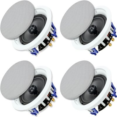 Herdio 6.5 inch 640 Watts Ceiling Speakers 2 Way Flush Mount Passive for Office,Kitchen,Living Room(4 Speakers)