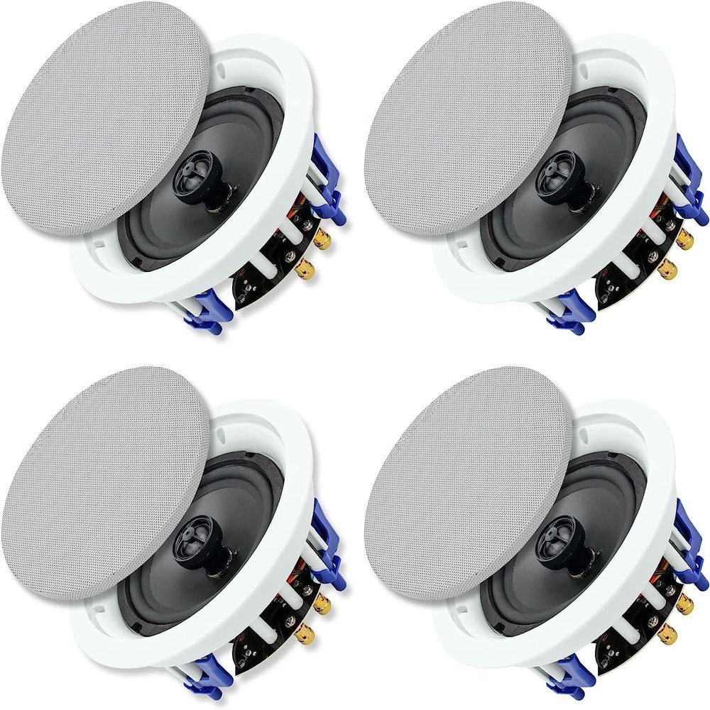 Herdio 6.5 inch 640 Watts Ceiling Speakers 2 Way Flush Mount Passive for Office,Kitchen,Living Room(4 Speakers)