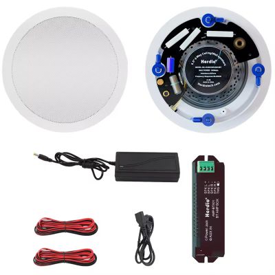 Herdio 6.5 Inch Bluetooth Ceiling Speakers 320W 2-Way Flush Mount in Wall Speakers for Home Bathroom Kitchen Office with Full Range Superior Sound,HCS-818BT