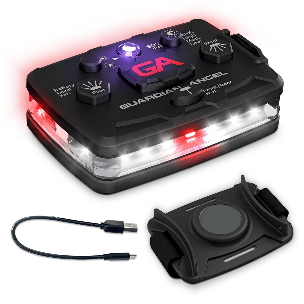 Guardian Angel Elite Series Safety Light, Infrared-Hybrid - White Front & Red Rear - Rechargeable, Magnetic, Hands-Free Wearable LED Flashlight for Law Enforcement, First Responders, & Firefighters