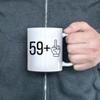 59 + Middle Finger Mug - White, 11oz - Milestone Birthday, Mugs For Her and Him, 60th Birthday, Women, Men, Family, Friends, Ceramic Tea Cup, Coffee Lover, Novelty Item, Celebration, Funny, Sarcastic view 4