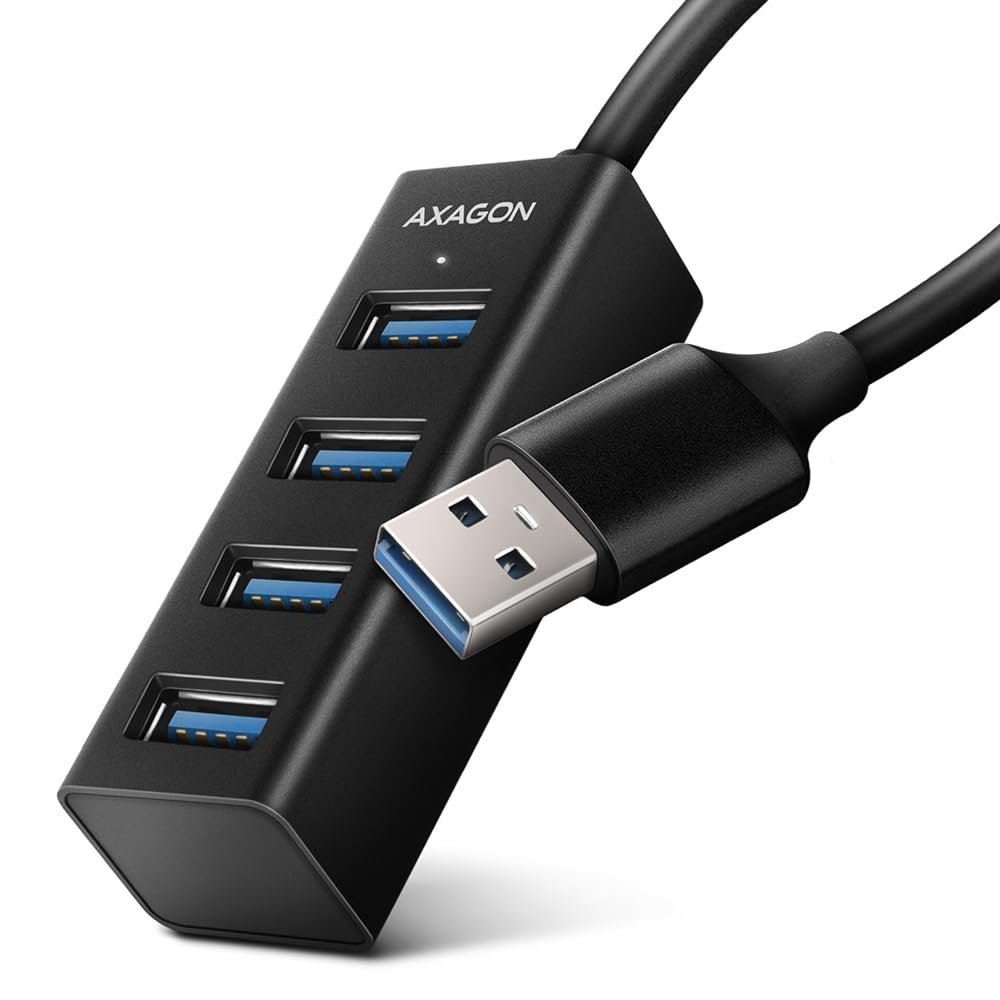 AXAGON Compatible HUE-M1A Superspeed USB-A Mini Hub, 4X USB 3.0-20cm, Schwarz