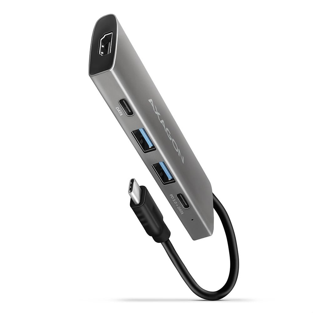 AXAGON Compatible HMC-5G2 Multiport-Hub, USB 3.0, HDMI, Gbit-LAN, 2X USB-A, 2X USB-C