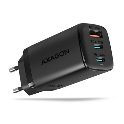 AXAGON ACU-DPQ65 Ladegrat, 2X USB-C, 1x USB-A, PD3.0/QC4+/PPS, 65W - Schwarz