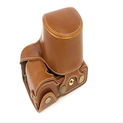 BolinUS ZV-E10 Case, Handmade PU Leather FullBody Camera Case Bag Cover for Sony ZV-E10 ZVE10 with 16-50mm lens Bottom Opening Version + Neck Strap + Mini Storage Bag (Brown)