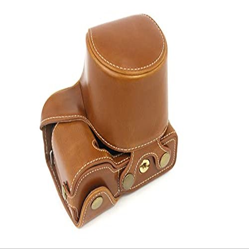 BolinUS ZV-E10 Case, Handmade PU Leather FullBody Camera Case Bag Cover for Sony ZV-E10 ZVE10 with 16-50mm lens Bottom Opening Version + Neck Strap + Mini Storage Bag (Brown)