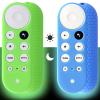 2pcs Remote Cover (Glow in The Dark) Compatible with 2020 Chromecast with Google TV Voice Remote, Pinowu Anti Slip Silicone Case Cover (Green and Blue) view 1
