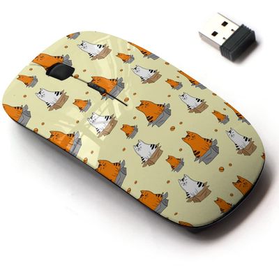 2.4G Wireless Mouse with Cute Pattern Design for All Laptops and Desktops with Nano Receiver - Cats Boxes