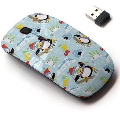 2.4G Wireless Mouse with Cute Pattern Design for All Laptops and Desktops with Nano Receiver - Snow Sport Cartoon