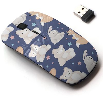 2.4G Wireless Mouse with Cute Pattern Design for All Laptops and Desktops with Nano Receiver - Animal Kid Characters Baby Textile