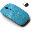 2.4G Wireless Mouse with Cute Pattern Design for All Laptops and Desktops with Nano Receiver - Blue Snowflakes view 1