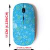 2.4G Wireless Mouse with Cute Pattern Design for All Laptops and Desktops with Nano Receiver - Blue Snowflakes view 2
