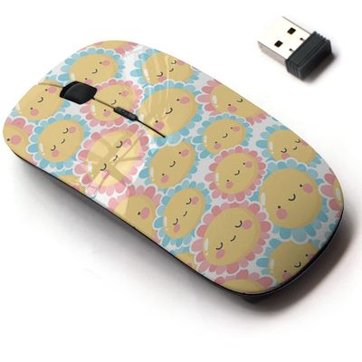 2.4G Wireless Mouse with Cute Pattern Design for All Laptops and Desktops with Nano Receiver - Flowers Cute Smile Flower