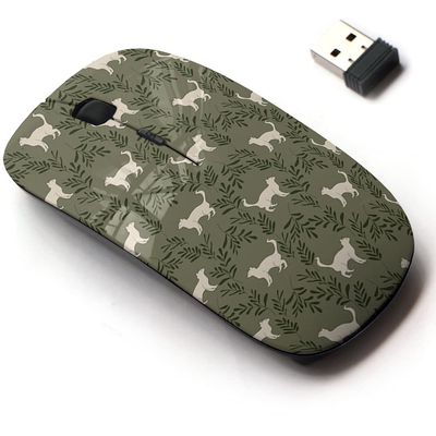 2.4G Wireless Mouse with Cute Pattern Design for All Laptops and Desktops with Nano Receiver - cat Plants Green