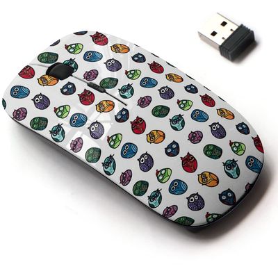 2.4G Wireless Mouse with Cute Pattern Design for All Laptops and Desktops with Nano Receiver - Drawn Funny owl Owls