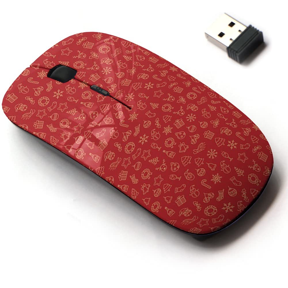 2.4G Wireless Mouse with Cute Pattern Design for All Laptops and Desktops with Nano Receiver - Christmas Merry