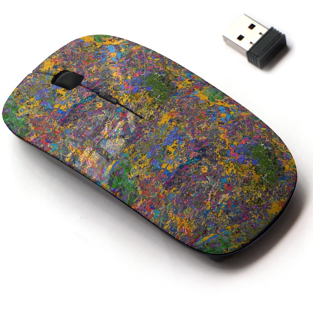 2.4G Wireless Mouse with Cute Pattern Design for All Laptops and Desktops with Nano Receiver - Colorful Grunge Texture
