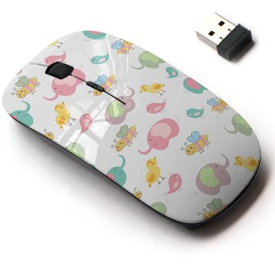 2.4G Wireless Mouse with Cute Pattern Design for All Laptops and Desktops with Nano Receiver - Baby Doodle Colorful