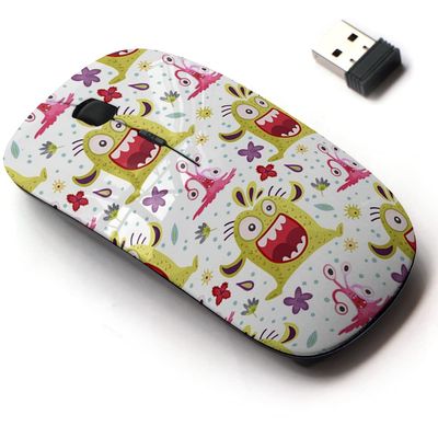 2.4G Wireless Mouse with Cute Pattern Design for All Laptops and Desktops with Nano Receiver - Cute Cartoon Monster