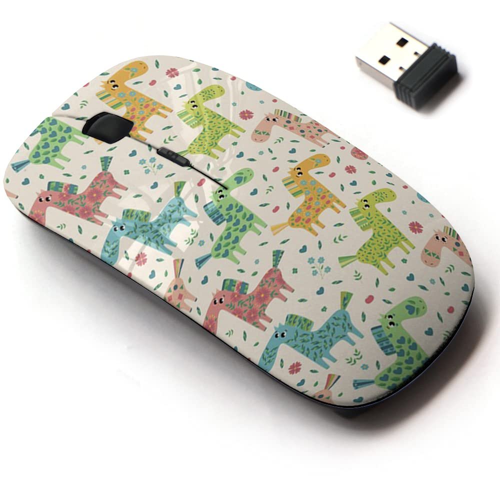 2.4G Wireless Mouse with Cute Pattern Design for All Laptops and Desktops with Nano Receiver - Colorful Cartoon