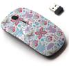 2.4G Wireless Mouse with Cute Pattern Design for All Laptops and Desktops with Nano Receiver - Forest Floral Foxes view 1