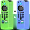 [2 Pack] Pinowu Firestick Remote Cover Case (Glow in The Dark) Compatible with Firetv Stick Alexa Voice Remote 3rd Gen, Anti Slip Silicone Sleeve with Wrist Strap (Green & Blue) view 1