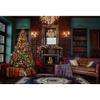 Leowefowa 3x2.5m Vinyl Christmas Backdrop Fireplace Xmas Tree Living Room Backdrop House Interior Christmas Theme Photo Background for Xmas New Year Party Kids Adult Photo Shoot Studio Props view 1