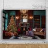Leowefowa 3x2.5m Vinyl Christmas Backdrop Fireplace Xmas Tree Living Room Backdrop House Interior Christmas Theme Photo Background for Xmas New Year Party Kids Adult Photo Shoot Studio Props view 2
