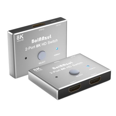 8K HDMI 2.1 Switch Splitter2 in 1 out, BolAAzuL HDMI 2.1 Switcher Adapter - 8K@60Hz, 4K@120Hz, 1080p@120Hz, HDR, UHD, 48Gbps - HDMI Switch 2 Input 1 Output for X-Box PS5 PS4 Blue-ray Player Monitors