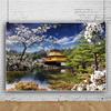 DORCEV 12x8ft Background for Spring Japan Scenery Photography Backdrop Japanese Temple White Cherry Landscape Asian Travel Themed Birthday Party Wedding Portrait Photo Studio Props Wallpaper view 2